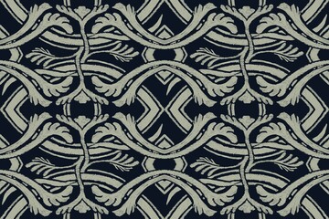 embroidery on blue background. pattern traditional.design by procreate for texture, fabric,...