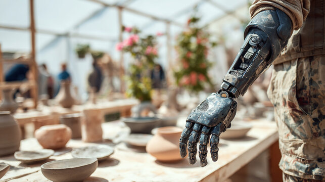 Innovative Robot Crafting Ceramics: A Fusion of Prosthetic Hand and AI in Modern Pottery Workshops