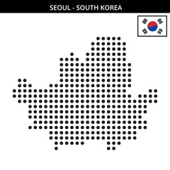 Fototapeta premium Big dots map of seoul in South Korea