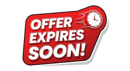 Offer Expires Soon Promotional Sign – Red Urgency Banner for Marketing or Sales