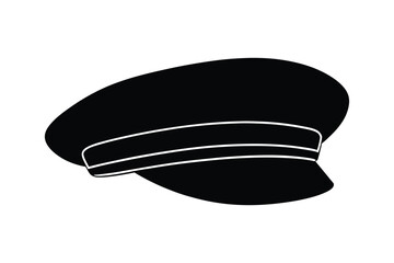 Silhouette art illustration of a military-style patrol cap with flat top.eps