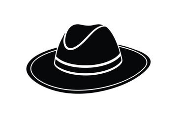 Silhouette art illustration of a modern festival hat with unique brim shape.eps