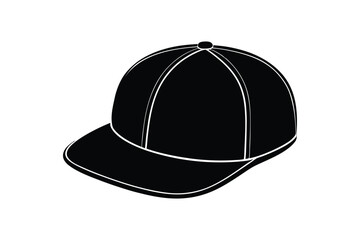 Silhouette art illustration of a structured five-panel cap with flat brim.eps