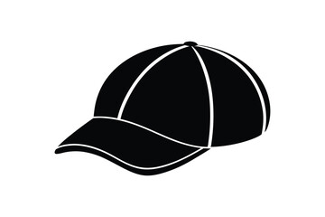 Silhouette art illustration of a sporty cycling cap with short brim and fitted crown.eps