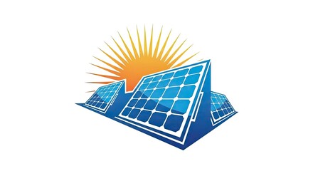 Minimalist Solar Panel Logo: Vector Icon for Green Energy