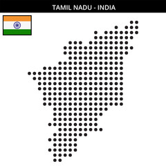 Fototapeta premium Big dots map of tamil-nadu in India