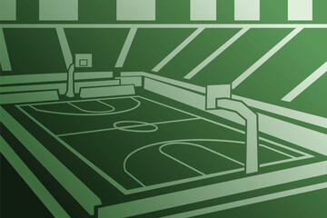 Basketball Court Field Arena Stadium Gradient Vector from Angled Perspective © Hanum Creative