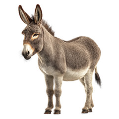 Fototapeta premium Isolated adorable donkey standing, cartoon style for children's illustration