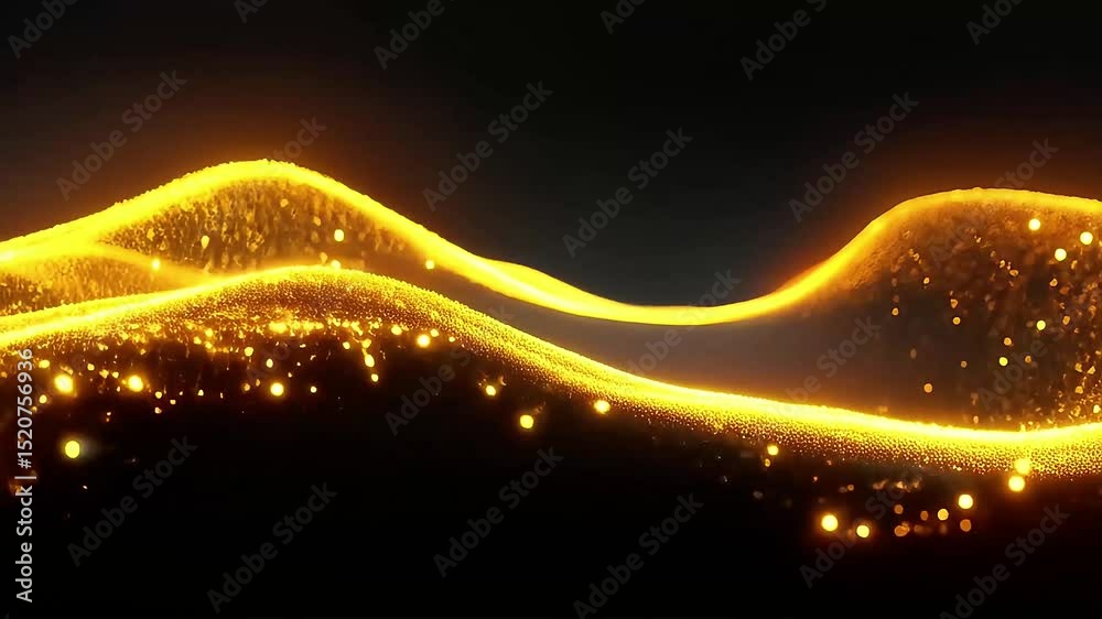 Poster Golden Particle Waves: Abstract Motion Background