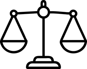 balance scale vector outline icon on white or transparent background