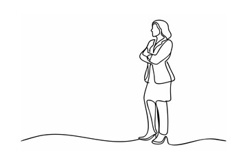 Businesswoman continuous line drawing minimalist style