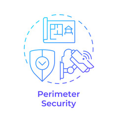 Perimeter security blue gradient concept icon. Component of physical protection system. Boundaries safety. Round shape line illustration. Abstract idea. Graphic design. Easy to use in booklet
