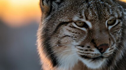 Closeup lynx face golden light - Powered by Adobe