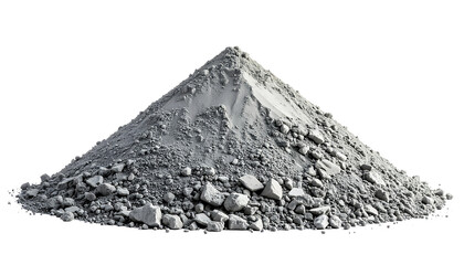 Cement mound, construction work, building industry concept isolated on transparent background