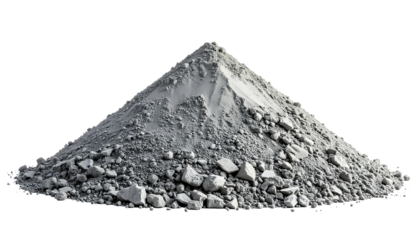 Cement mound, construction work, building industry concept isolated on transparent background