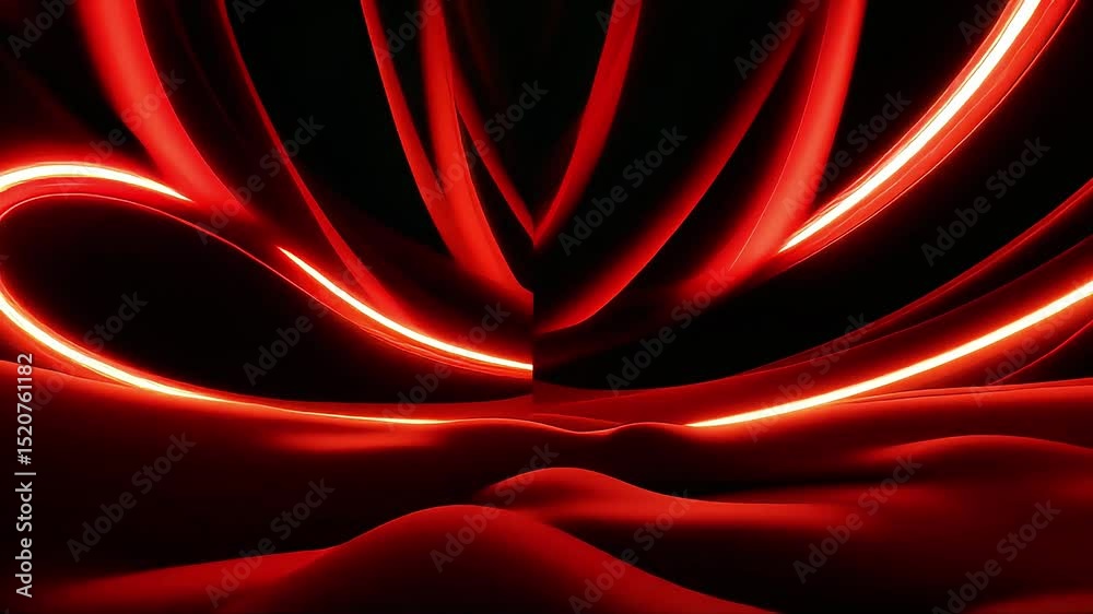 Aufkleber Abstract Red Light Waves Flowing Dynamically