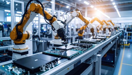 Automated Assembly Line: Robotic Arms in Modern Factory