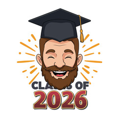 Class of 2026 - Typography. black text isolated white background. Vector illustration of a graduating class of 2026. graphics elements for t-shirts, and the idea for the sign