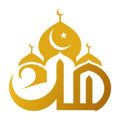 Obraz premium Classic Eid Typography in Gold with Ornamental Dome Accents