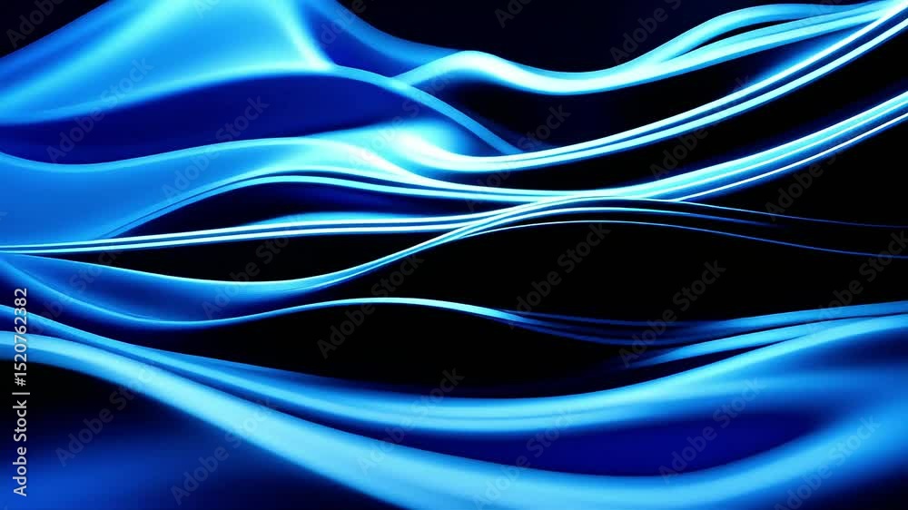 Poster Abstract Blue Waves Flowing Dynamically Across Dark Background