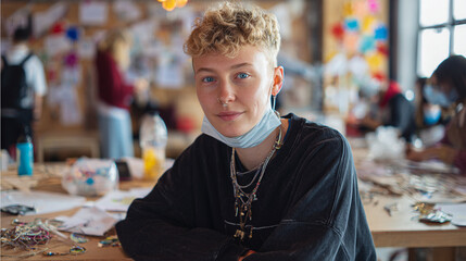 Creative Youthful Portrait: Embracing Diversity in an Artistic Workshop Studio