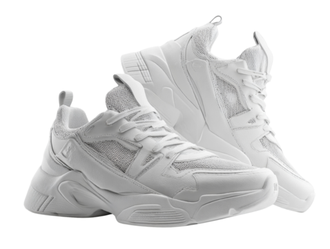 Stylish athletic footwear showcasing modern design elements and monochrome palette