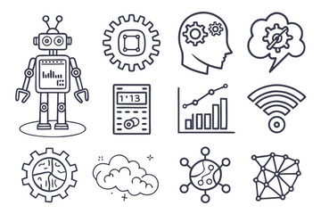 set of hand drawn icons