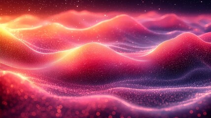 Obraz premium Vibrant abstract waves of light and color, creating a mesmerizing, ethereal landscape perfect for digital art, technology, and creative projects.