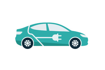 Fototapeta premium Electric Car Charging Vector Illustration on White Background