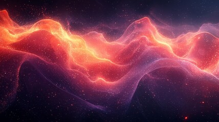 Fototapeta premium Vibrant cosmic waves of orange and purple light, creating a mesmerizing abstract background perfect for technology, science, or creative projects.