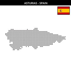 Fototapeta premium Medium dots map of asturias in Spain