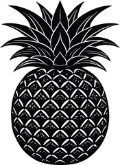 Obraz premium Tropical Pineapple Silhouette Vector for Fruit Icon Designs, Exotic Food Illustrations, and Summer Graphic