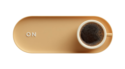 Coffee Switch: Morning activation with coffee cup and beige toggle button