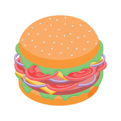 A customizable isometric style icon of burger delight