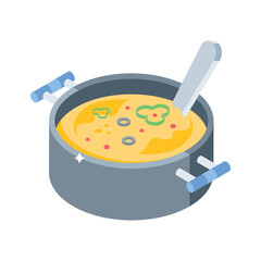 Premium isometric icon showing classic cooking pot
