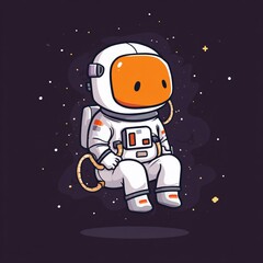 Naklejka premium Cute astronaut floating in space