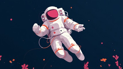 Fototapeta premium Cute astronaut floating in space