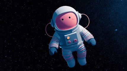 Fototapeta premium Cute astronaut floating in space
