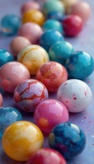A serene arrangement of colorful marbles, meticulously placed to evoke a sense of calm and mindful meditation Perfect for concepts of peace, tranquility, and inner balance , design, polished