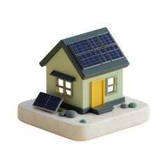 Small Solar Home Illustration Emphasizing Sustainable Living and Technology