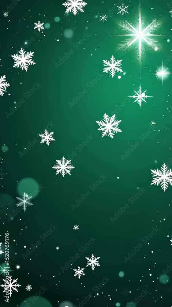 Poster a green background with a row of stars on it. the stars are in different sizes and are scattered thr