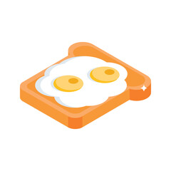 Visually engaging isometric style icon showing egg toast