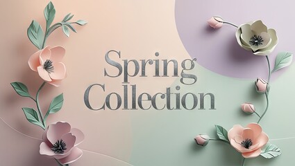Bright and elegant banner for spring collection featuring blooming flowers, soft pastel colors, and fresh seasonal vibes — perfect for fashion, beauty, or lifestyle promotions