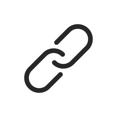 Chain link icons symbolizing connection, hyperlink, relationship, attachment, security, or strength, isolated graphic for digital, communication, or structural use.