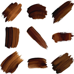 Naklejka premium Cut Out Set of Vector Grunge Brush Stroke, Hand-Drawn Coffee Color, Isolated on Transparent or White Background.