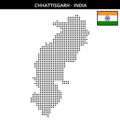 Obraz premium Medium dots map of chhattisgarh in India
