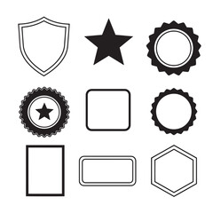 Collection of minimalist silhouette badges emblems and shape elements for design