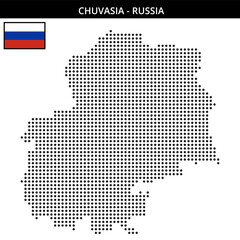 Obraz premium Medium dots map of Chuvasia in Russia