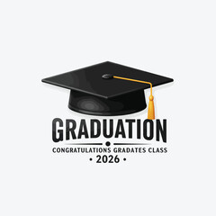 Class of 2026 - Typography. black text isolated white background. Vector illustration of a graduating class of 2026. graphics elements for t-shirts, and the idea for the sign