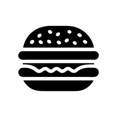 Delicious fast food burger icon illustration a cartoon hamburger with cheese and a side of fries, a sweet snack design silhouette vector white background